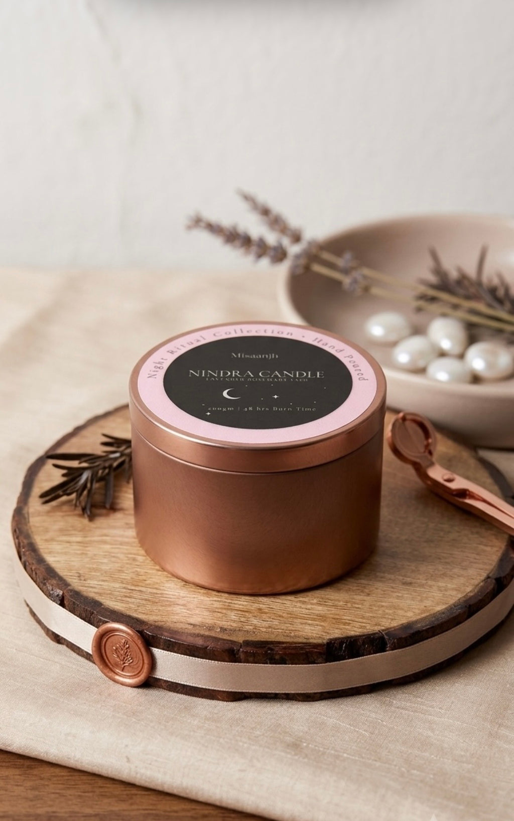 misaanjh nindra candle, lavender scented candle