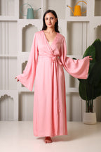 MiSaanjh pink satin robe for women

