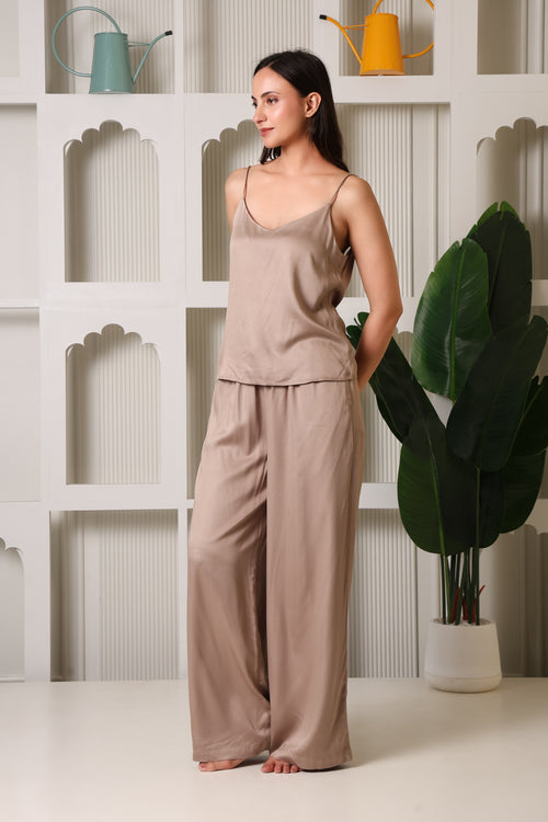 MiSaanjh backless satin camisole and pyjama set
