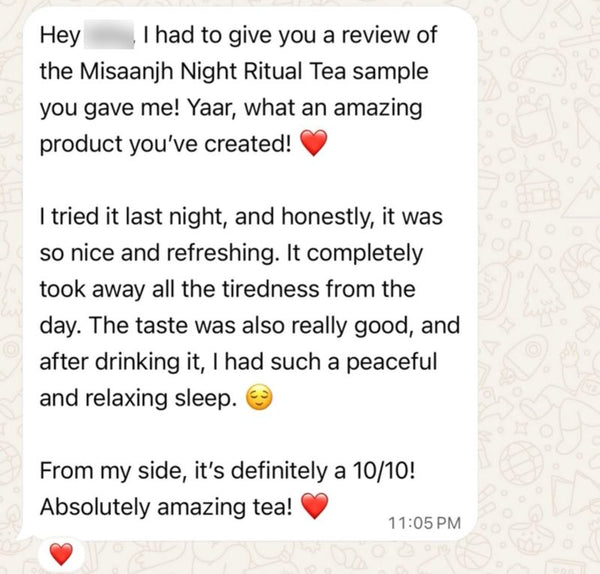 Customer review of the MiSaanjh Night Ritual Tea
